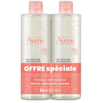 Eau micellaire démaquillante Avène - 2 flacons de 400ml