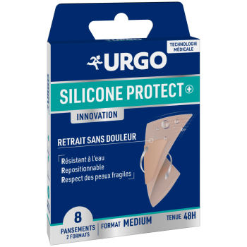 Silicone Protect+ innovation pansements format médium Urgo - boite de 8 pansements