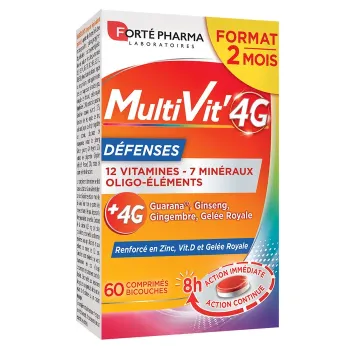 MultiVit' 4G Défenses Forté Pharma - boite de 60 comprimés bicouches