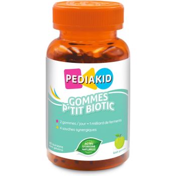 Pediakid gommes p'tit biotic goût pomme Ineldea - pot de 60 oursons