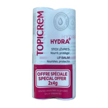Hydra+ stick lèvres desséchées ou gercées Topicrem - 2 sticks de 4g