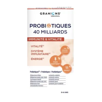 Probiotiques immunité et vitalité Granions - boite de 40 gélules