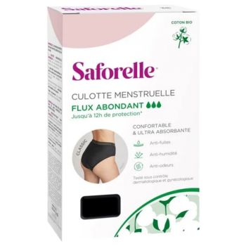 Culotte menstruelle flux abondant taille Saforelle - 1 culotte noire coton