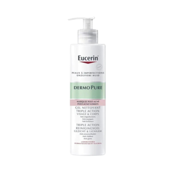 Dermopure gel nettoyant triple action Eucerin - flacon-pompe de 400ml
