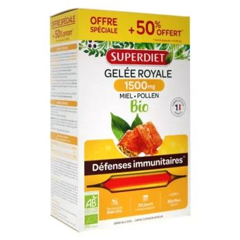 Gel&eacute;e Royale Bio 1500 mg miel d'acacia pollen Super Diet