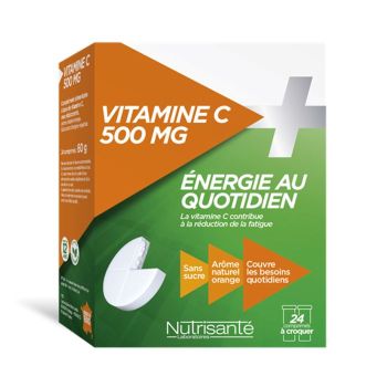 Vitamine C 500 mg énergie au quotidien Nutrisanté - Boite de 24 comprimés à croquer
