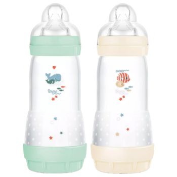 Biberons Easy Start 4 mois et + débit 3 Mam - lot de 2 biberons de 320 ml