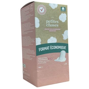 Serviettes hygiéniques de coton bio Les Petites Choses - boite de 25 serviettes