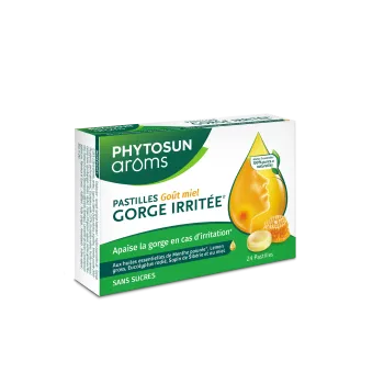 Pastille sans sucres gorge arôme miel Phytosun arôms - boite de 24 pastilles