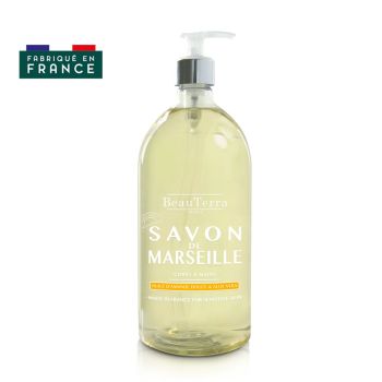 Savon liquide huile d'amande douce et aloe vera Beauterra - flacon-pompe de 1L