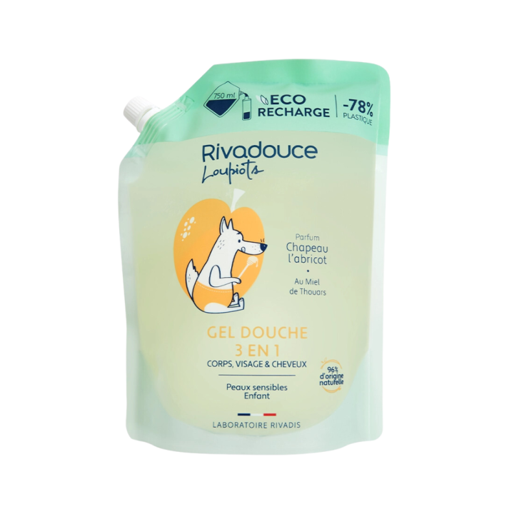 Gel douche 3 en 1 Chapeau l'Abricot Rivadouce Loupiots