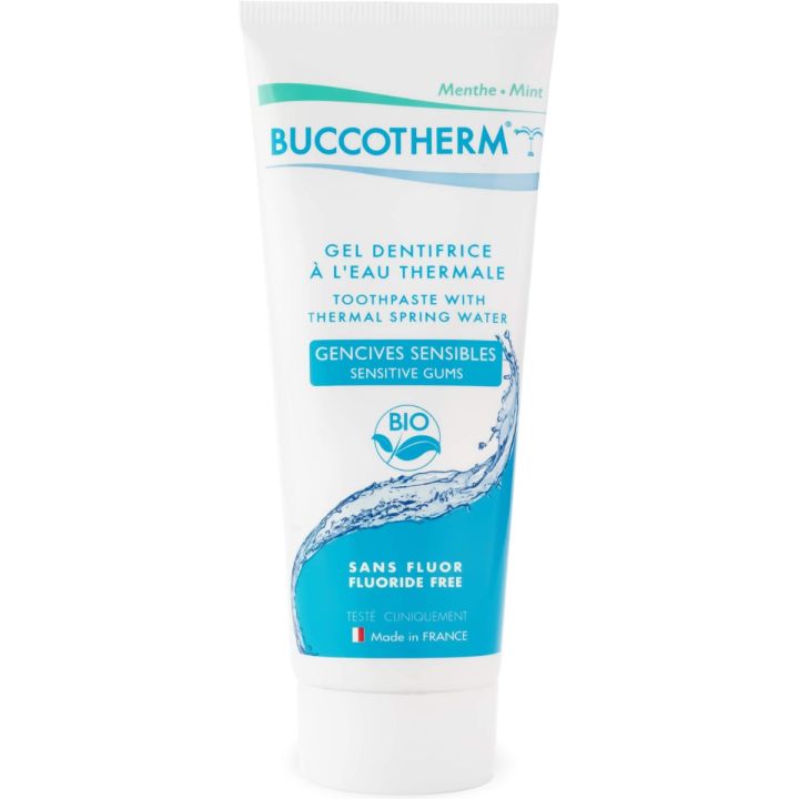 Gel dentifrice à l'eau thermale gencives sensibles sans fluor Buccotherm - tube de 75ml