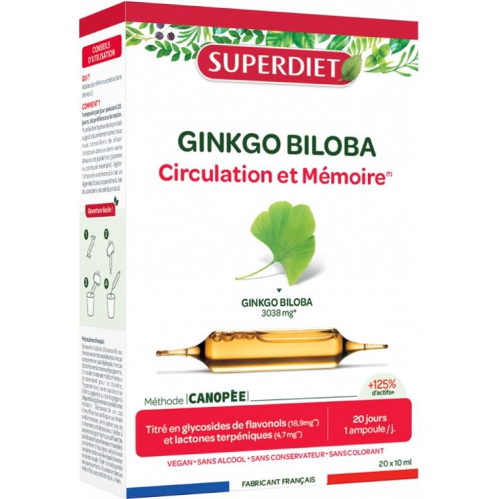 Ginkgo Biloba Super Diet - boite de 20 ampoules de 10ml