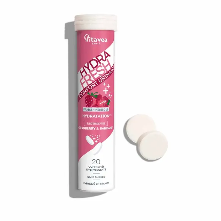 HydraFresh confort urinaire goût fraise hibiscus Vitavea - 20 comprimés effervescents 