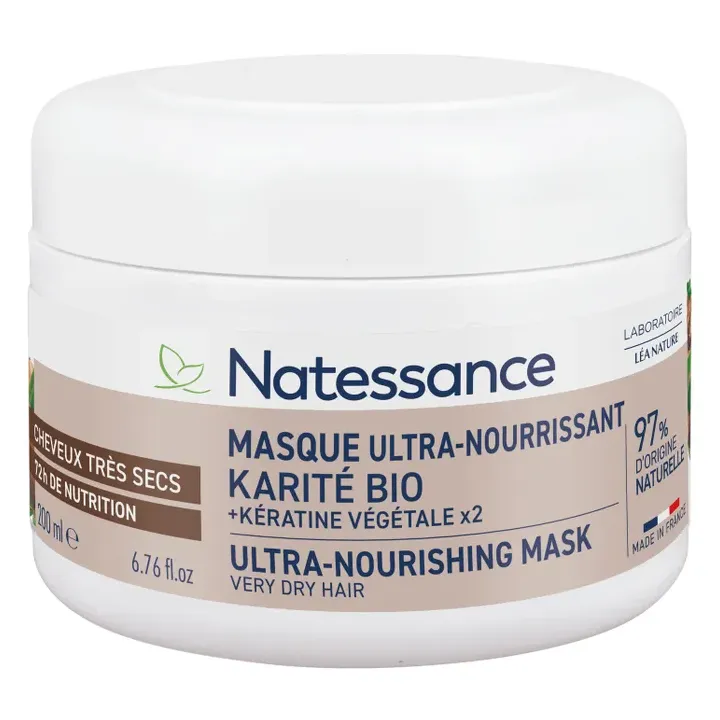 Masque capillaire ultra-nourrissant cheveux très secs Natessance - pot de 200ml