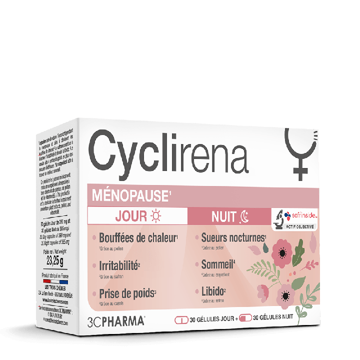 Cyclirena ménopause jour et nuit 3C Pharma - boite de 30 gélules 