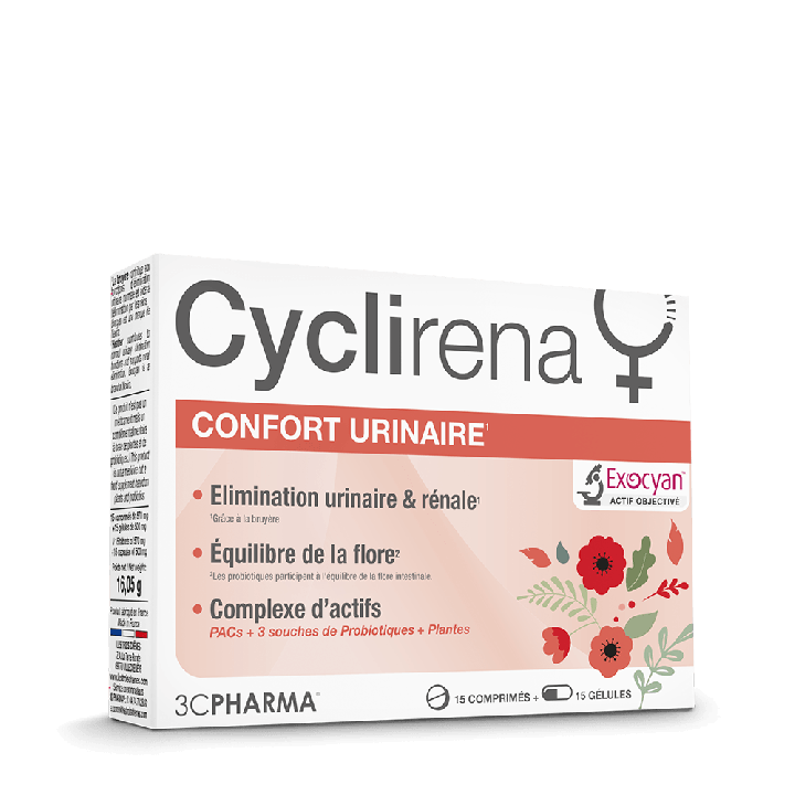 Cyclirena confort urinaire 3C Pharma - boite de 15 comprimés + 15 gélules