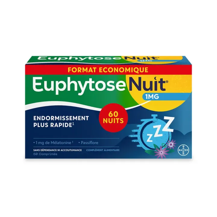 EuphytoseNuit 1 mg de Mélatonine pour un endormissement rapide - 60 comprimés