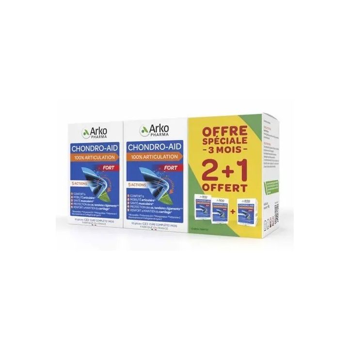 Chondro-Aid 100% articulation fort Arkopharma - 3 boites de 60 gélules offre spéciale 2+1 offerte