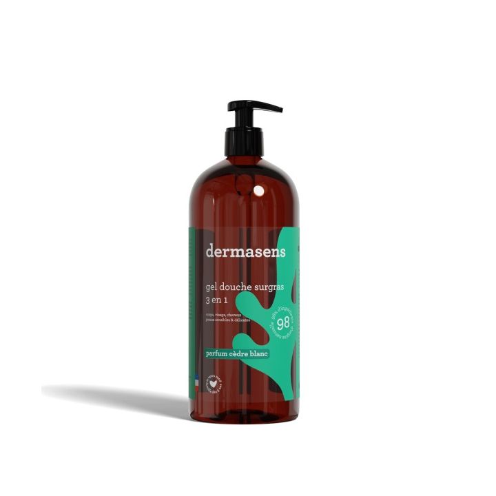Dermasens gel douche surgras parfumé Cèdre blanc Marque Verte - flacon pompe de 1L
