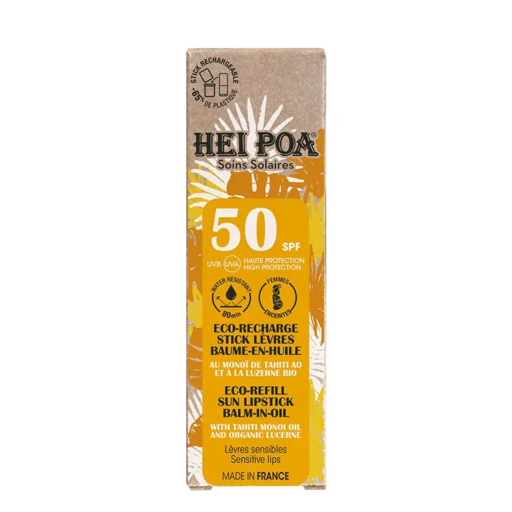 Stick lèvres solaire monoï Hei Poa - éco-recharge de 4g