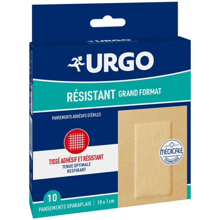 Pansements résistants grand format Urgo - boite de 10 pansements de 10x7cm