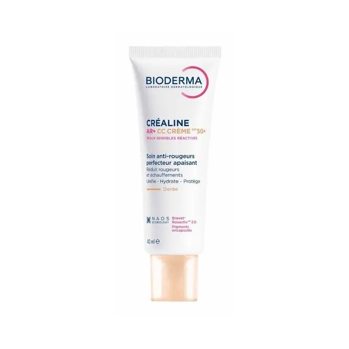 Créaline AR+ CC crème dorée SPF50+ soin anti-rougeurs Bioderma - tube de 40ml