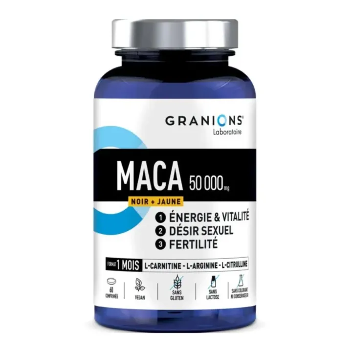 Maca noir + jaune 50000mg Granions - pot de 60 comprimés 