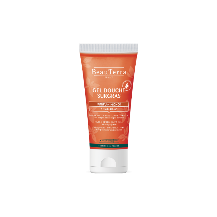 Gel Douche Surgras Monoï Beauterra - tube de 100ml