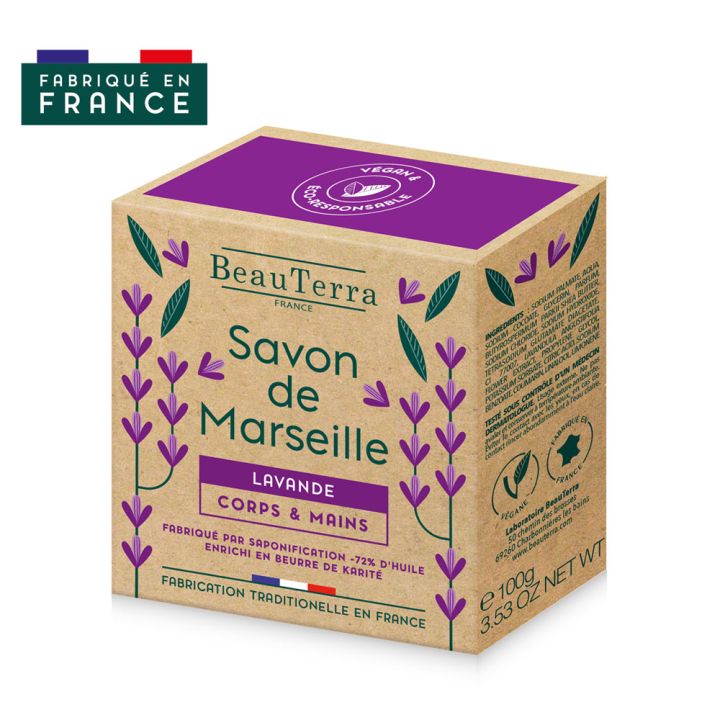 Savon de marseille lavande Beauterra - pain de 100g