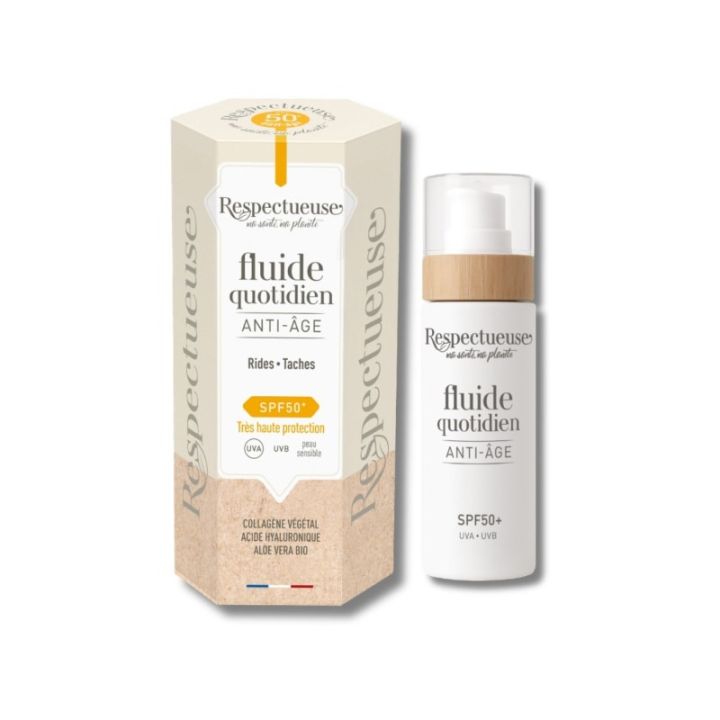 Fluide quotidien anti-âge SPF50+ Respectueuse - flacon de 30ml