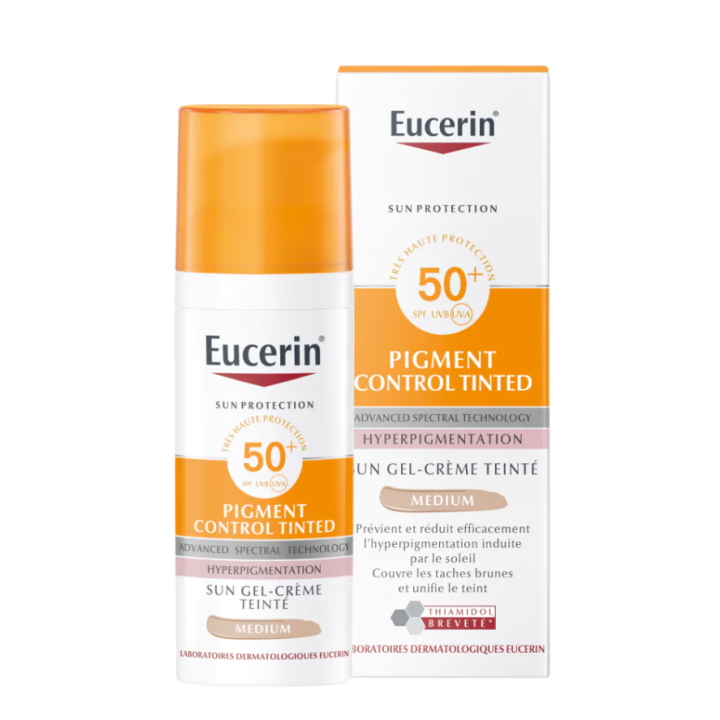 Sun Pigment Control Gel-crème teinté médium SPF 50+ Eucerin - flacon-pompe de 50ml
