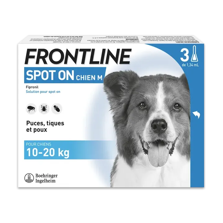 Frontline Spot On chiens 10-20 kg - 3 pipettes de 1,34ml