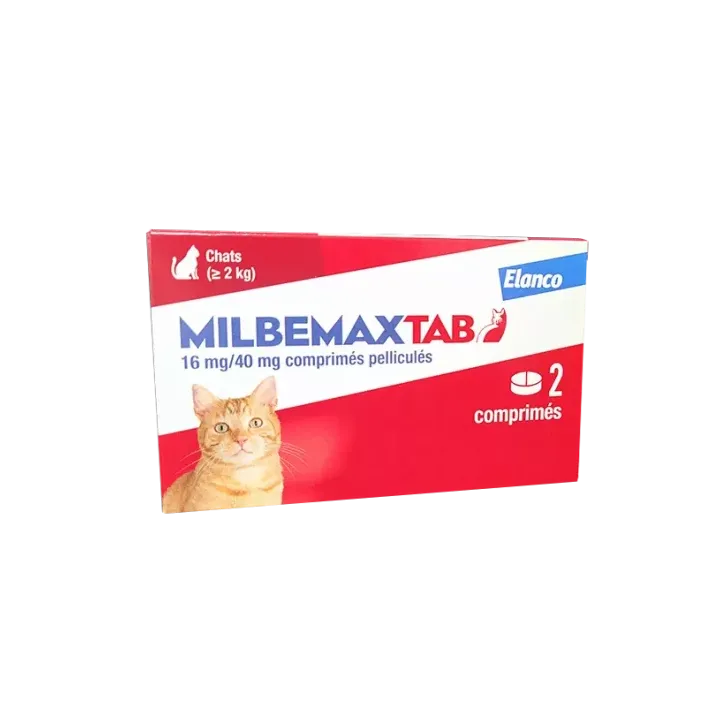 Milbemaxtab comprimés pelliculés chats de plus de 2kg Elanco - boite de 2 comprimés