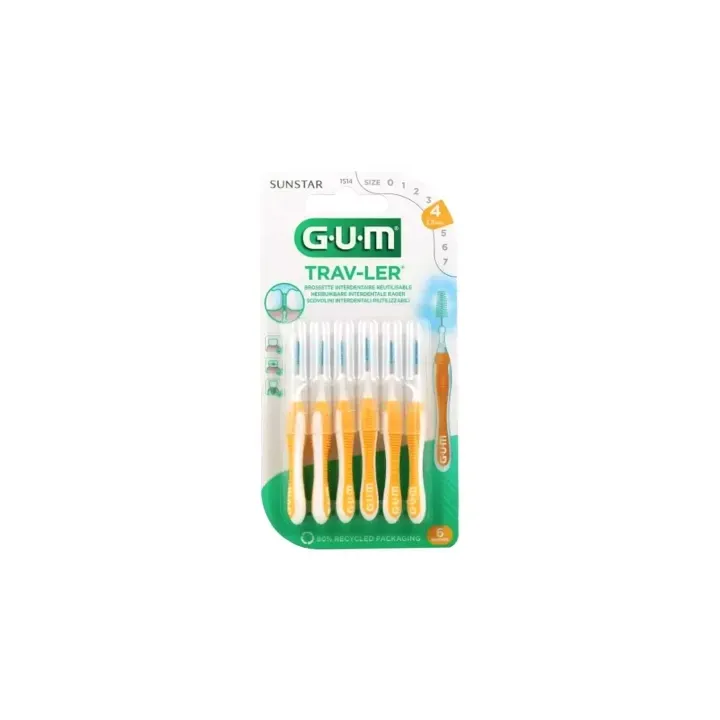 Brossette interdentaire Sunstar Trav-ler 1.3 mm Gum - 6 brossettes