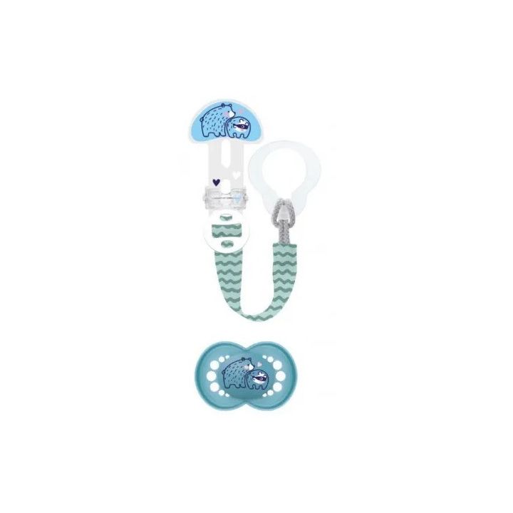 Sucette & attache-sucette silicone 6 mois+ Mam