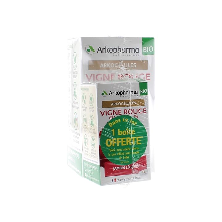 Arkogélules Vigne rouge bio Arkopharma - boîte de 150 gélules + 45 gélules offertes