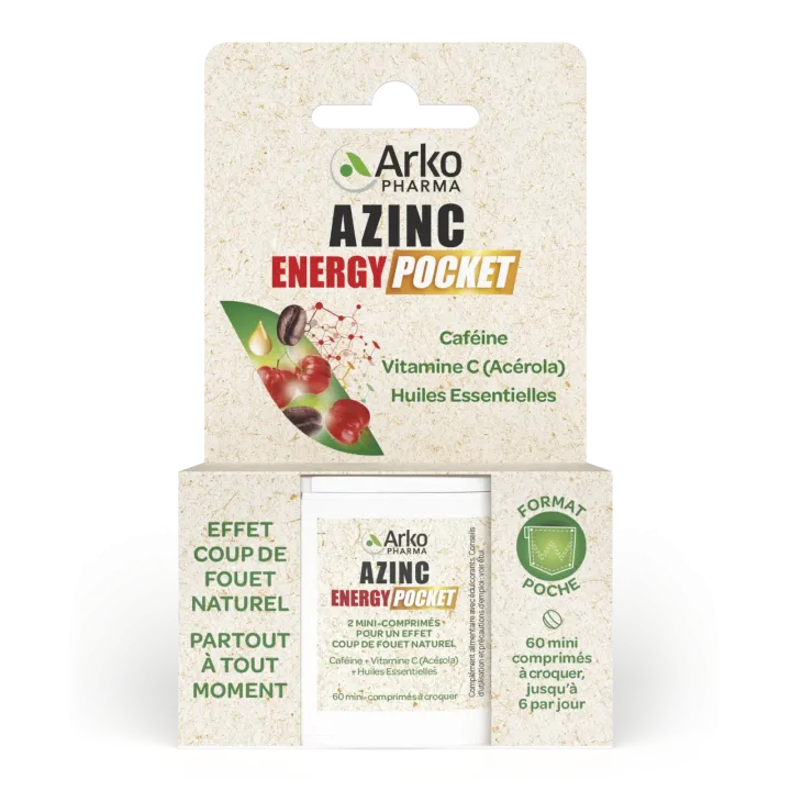 Azinc energy pocket Arkopharma - boîte de 60 mini-comprimés à croquer