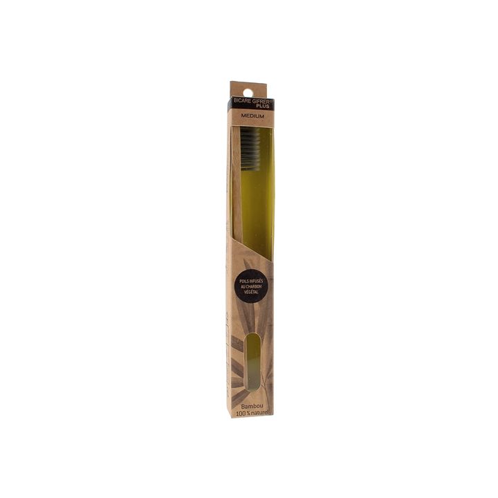 Brosse à dents medium en bambou Bicare Plus Gifrer - une brosse à dents