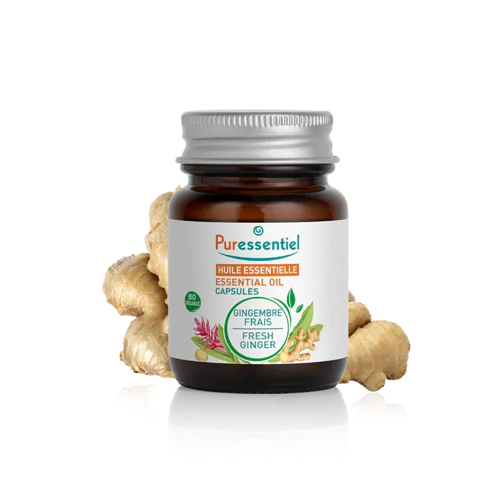 Capsules d'huile essentielle de gingembre Puressentiel - boîte de 60 capsules