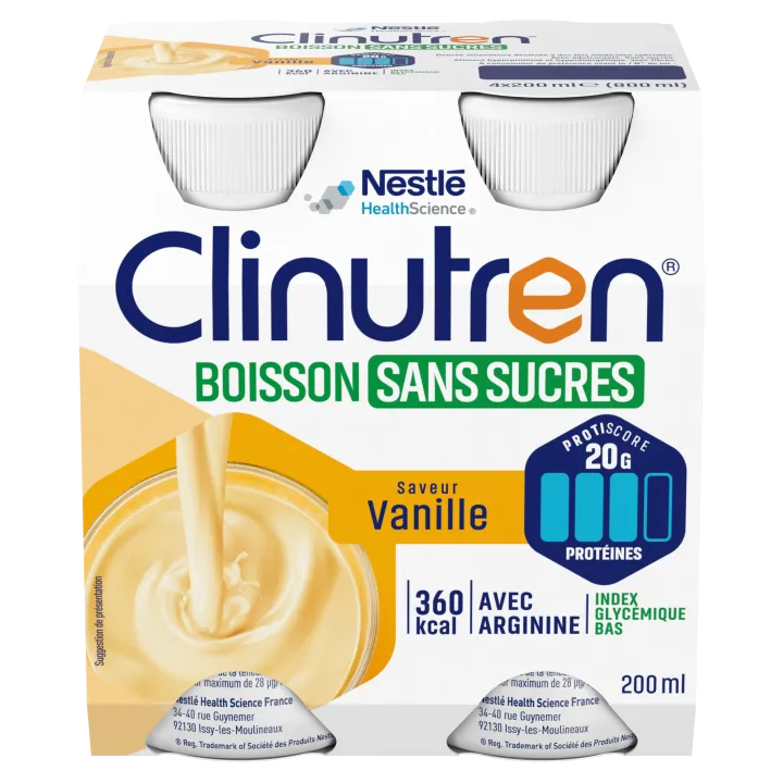 Clinutren Boisson sans sucres Vanille Nestlé - 4 bouteilles de 200ml