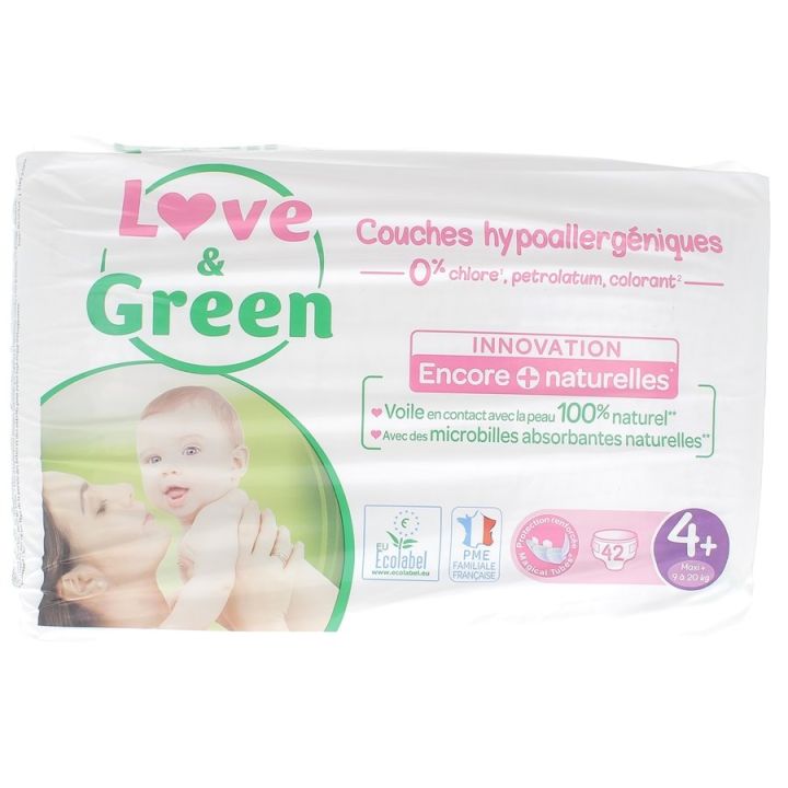 Couches hypoallergéniques taille 4 Love & Green
