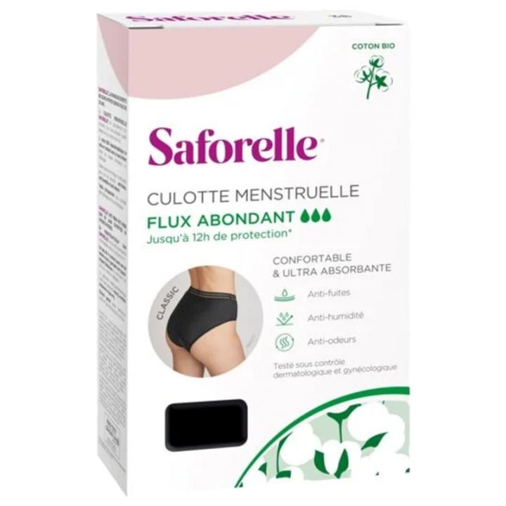 Culotte menstruelle flux abondant taille Saforelle - 1 culotte noire coton