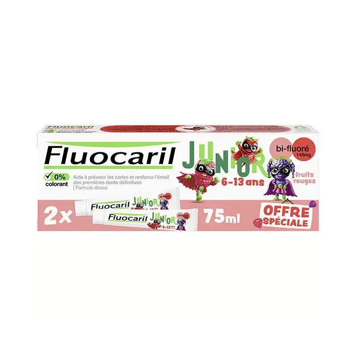Dentifrice junior 1ères dents définitives fruits rouges Fluocaril