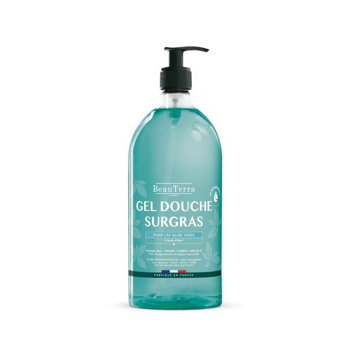 Gel douche surgras Aloe Vera Beauterra - flacon-pompe de 1L