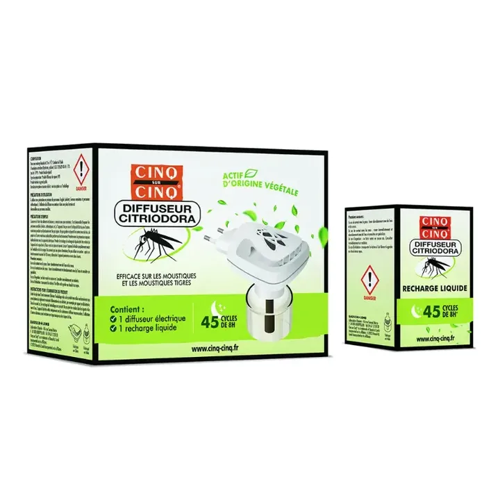Diffuseur Citriodora anti-moustiques Cinq sur Cinq - diffuseur + une recharge de 25ml
