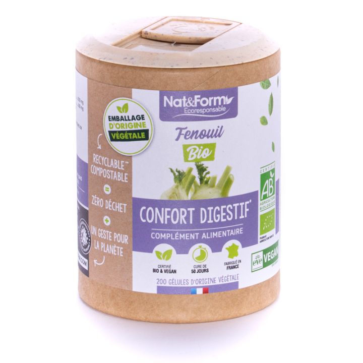 Fenouil Bio Ecoresponsable Nat&Form - boite de 200 gélules