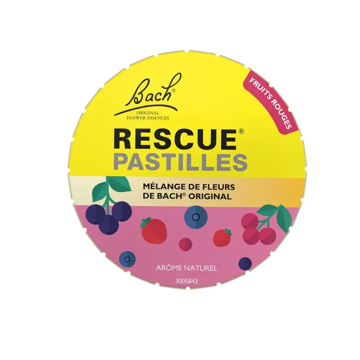 Fleurs de Bach Rescue pastilles saveur fruits rouges Famadem - boite de 50g