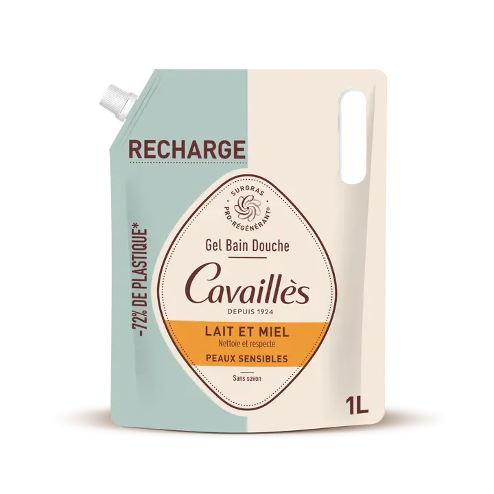 Gel bain douche lait et miel Rogé Cavaillès - éco-recharge de 1L