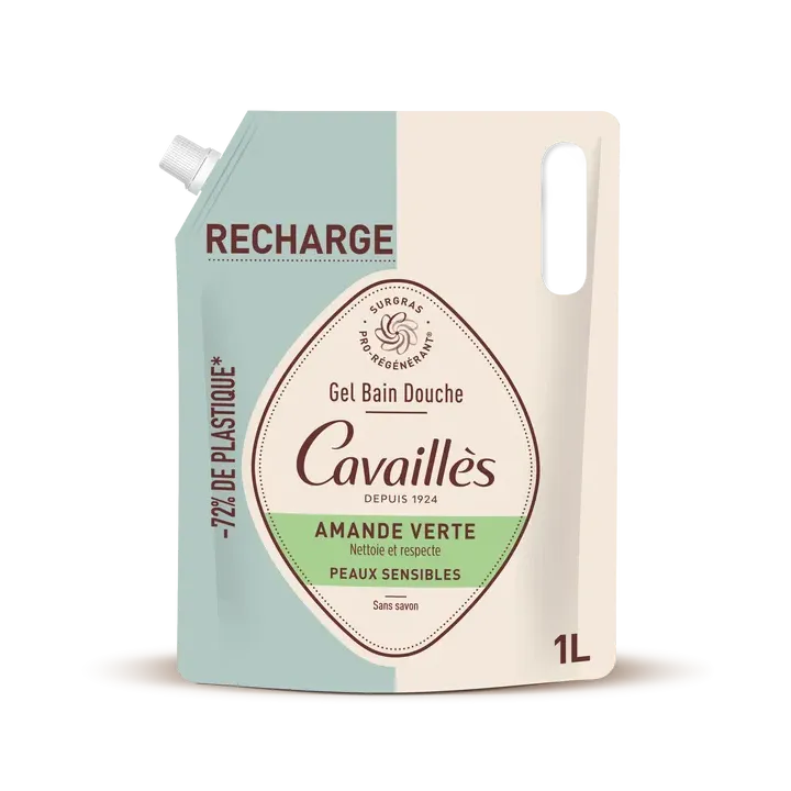 Gel bain et douche amande verte Rogé Cavaillès - éco-recharge de 1L